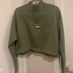 Adidas Cropped Sweater - Olive